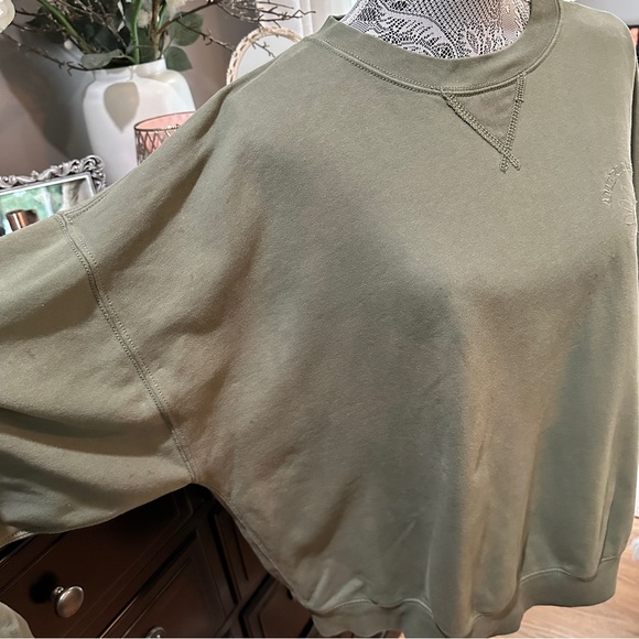 American Eagle Green Daisy Embroidered Crewneck Sweatshirt Size XL - Picture 4 of 15